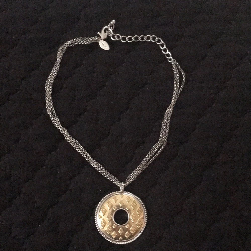 Beautiful Chico disc necklace reversible gold and silver